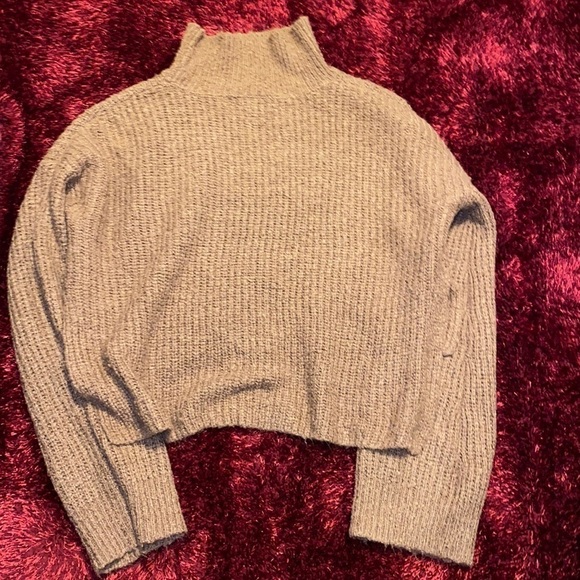 Urban heritage dusty rose ribbed knit turtle neck cropped long Sleeve sweater L - Picture 3 of 12